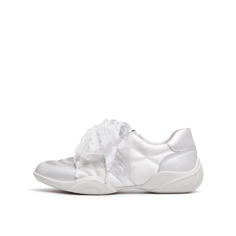 真美诗2025年秋季新款水晶珠串蝴蝶结丝带牛皮运动休闲鞋Y1N04CM5