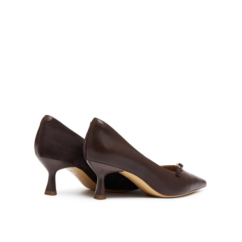 真美诗2025年秋季新款法式通勤经典尖头牛皮高跟鞋YUW54CQ5