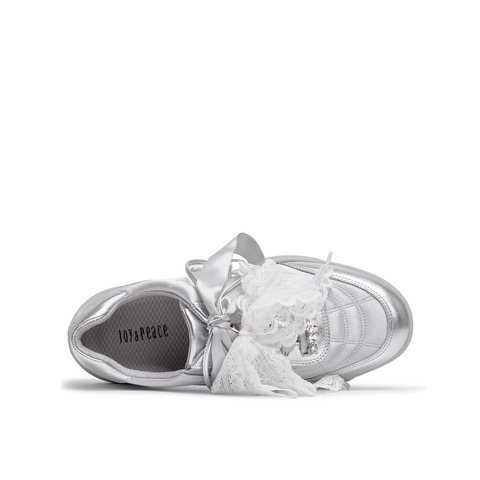 真美诗2025年秋季新款水晶珠串蝴蝶结丝带牛皮运动休闲鞋Y1N04CM5