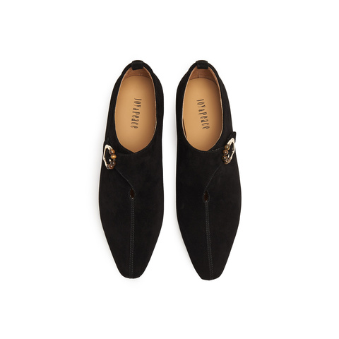 真美诗2025年秋季新款优雅老钱风虎眼石针扣羊绒单鞋69797CM5