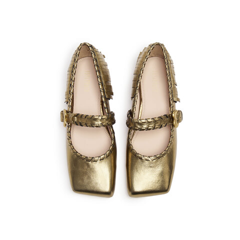 真美诗2025年秋季新款意式优雅方头流苏羊皮玛丽珍女鞋11100CQ5