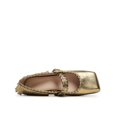 真美诗2025年秋季新款意式优雅方头流苏羊皮玛丽珍女鞋11100CQ5