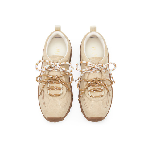 真美诗2025秋季新款细腻牛绒撞色双鞋带运动休闲鞋女24127CM5