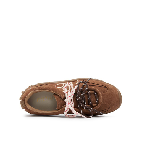 真美诗2025秋季新款细腻牛绒撞色双鞋带运动休闲鞋女24127CM5