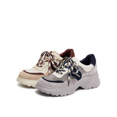 真美诗2025年秋季新款舒适时髦拼接厚底运动休闲鞋YYM27CM5