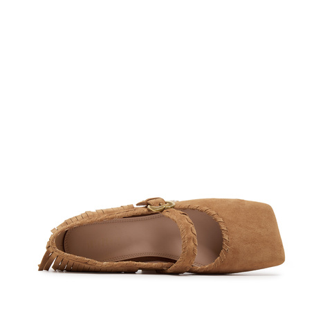 真美诗2025年秋季新款意式优雅方头流苏羊皮玛丽珍女鞋11100CQ5