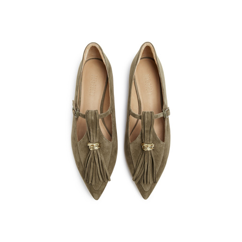 真美诗2025年秋季新款流苏T字带舒适细腻羊绒皮玛丽珍YVV45CA5