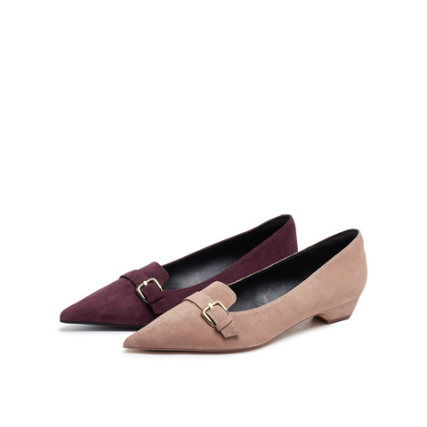 真美诗2025年秋季新款法式通勤舒适细腻羊皮尖头鞋Y1G10CQ5