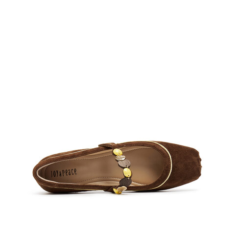 真美诗2025年秋季新款时髦别趣一字带羊绒玛丽珍鞋女86627CQ5