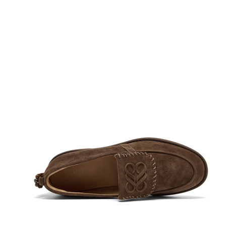 真美诗2025年秋季新款复古舒适翻盖穿绳羊绒乐福鞋女YZK06CA5