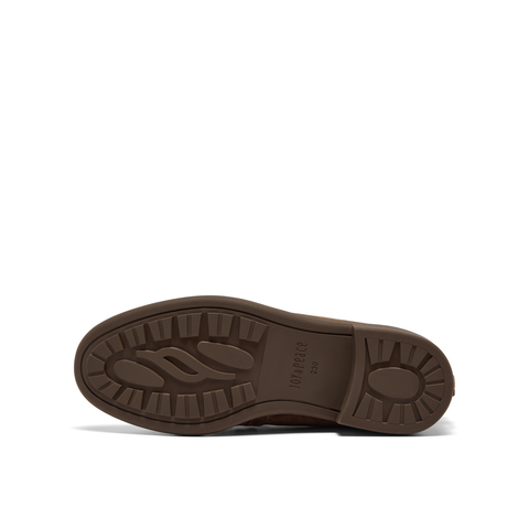 真美诗2025年秋季新款复古舒适翻盖穿绳羊绒乐福鞋女YZK06CA5