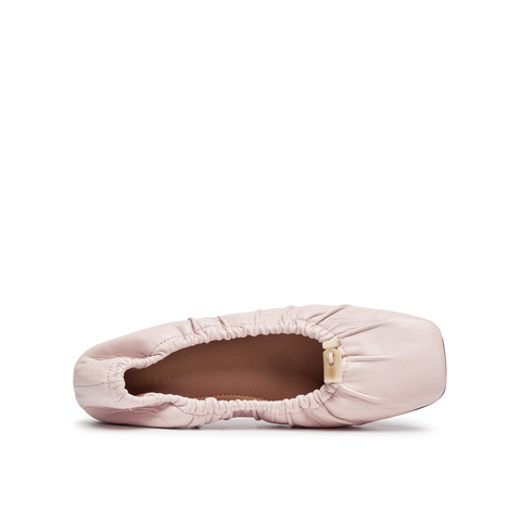 真美诗2025年秋季新款文艺优雅复古褶皱羊皮芭蕾舞鞋JR262CQ5