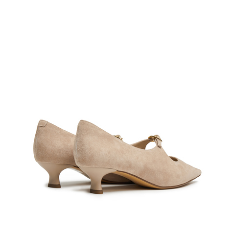 真美诗2025秋季新款金属饰扣经典尖头猫跟鞋女YCQ02CQ5