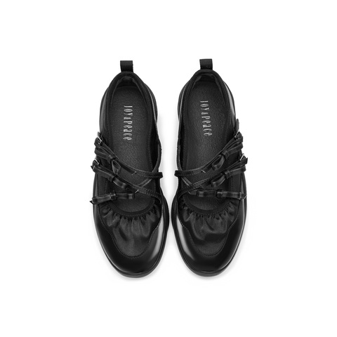 真美诗2025年秋季新款牛皮厚底蝴蝶结时尚芭蕾女鞋22329CQ5