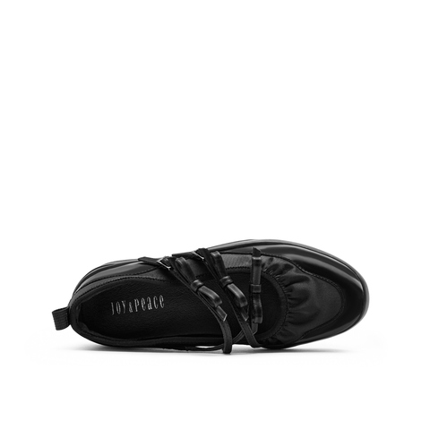 真美诗2025年秋季新款牛皮厚底蝴蝶结时尚芭蕾女鞋22329CQ5