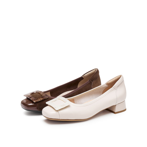 真美诗2025秋季新款树脂方扣简约气质复古单鞋女10162CQ5