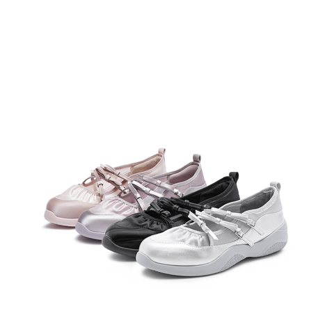 真美诗2025年秋季新款牛皮厚底蝴蝶结时尚芭蕾女鞋22329CQ5