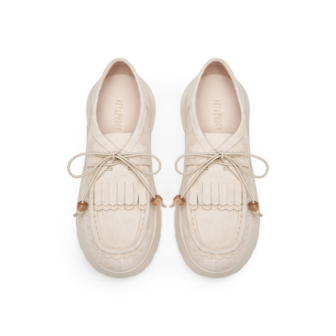 真美诗2025秋季新款细腻羊绒皮休闲一脚蹬厚底袋鼠鞋女YYM30CM5