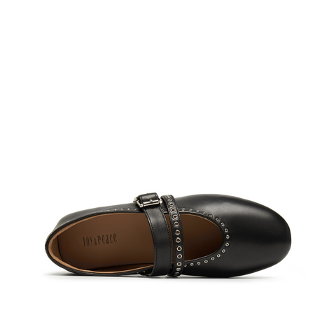 真美诗2025年秋季新款软糯朋克风平底牛皮玛丽珍女鞋80606CQ5