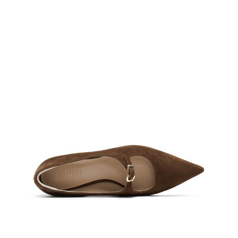 真美诗2025秋季新款金属饰扣经典尖头猫跟鞋女YCQ02CQ5