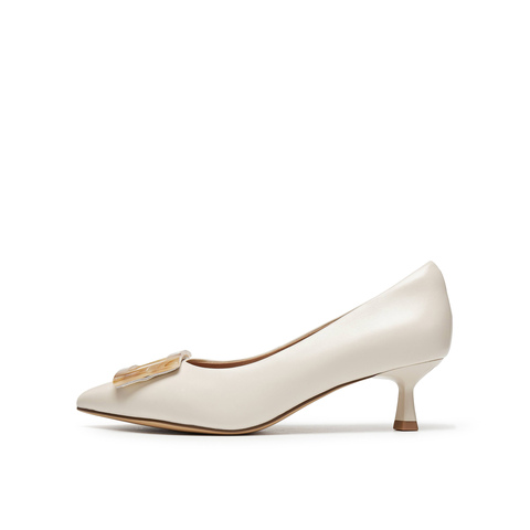 真美诗2025年秋季新款法式通勤经典羊皮革尖头女皮鞋61427CQ5