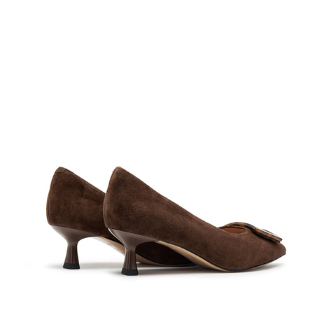 真美诗2025年秋季新款法式通勤经典羊皮革尖头女皮鞋61427CQ5