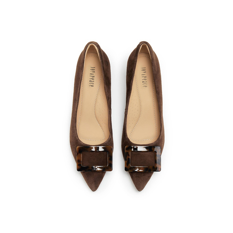 真美诗2025年秋季新款法式通勤经典羊皮革尖头女皮鞋61427CQ5