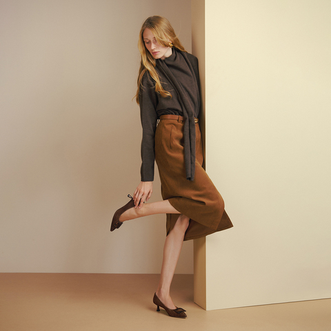 真美诗2025年秋季新款法式通勤经典羊皮革尖头女皮鞋61427CQ5