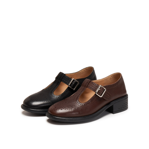 真美诗2025年秋季新款复古文艺雕花布洛克玛丽珍女皮鞋277A2CA5