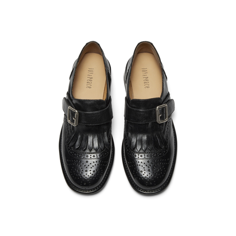 真美诗2025年秋季新款经典英伦风舒适软糯牛皮革女鞋61927CM5