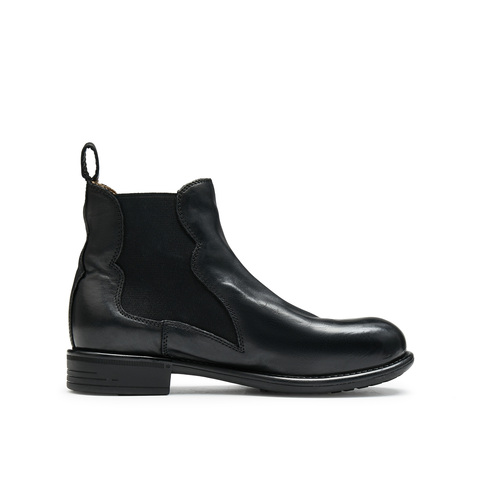 真美诗2025冬季新款自由诗柔软舒适水洗牛皮切尔西靴19110DD5