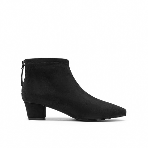 真美诗2025冬季新款复古羊绒秀气方头粗跟时装靴女69750DD5