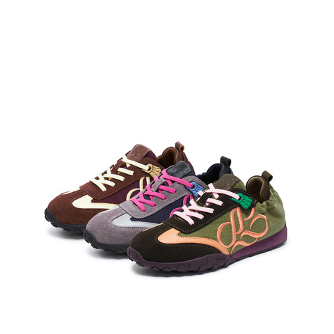 真美诗2025年秋季新款山系户外风撞色萌爪鞋带扣德训女鞋24201CM5