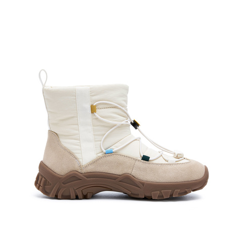 真美诗2025年冬季新款山系户外风厚底牛剖层革雪地女靴41273DD5