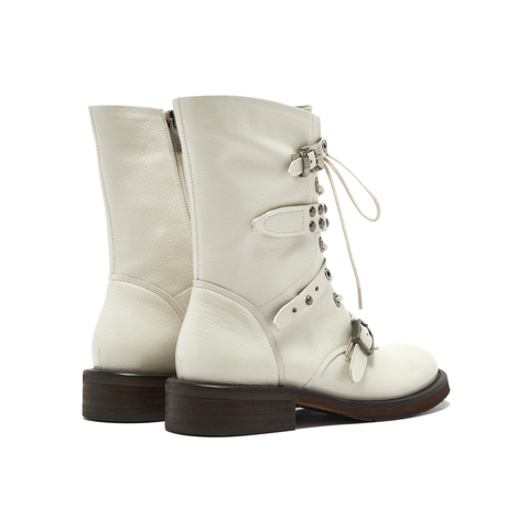 真美诗2025年冬季新款摇滚朋克风荔枝纹理羊皮革马丁靴Z238PDZ5