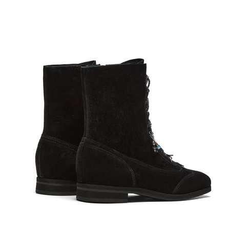 真美诗2025年冬季新款利落干练甜美织带甜酷羊皮革时装靴R1069DZ5