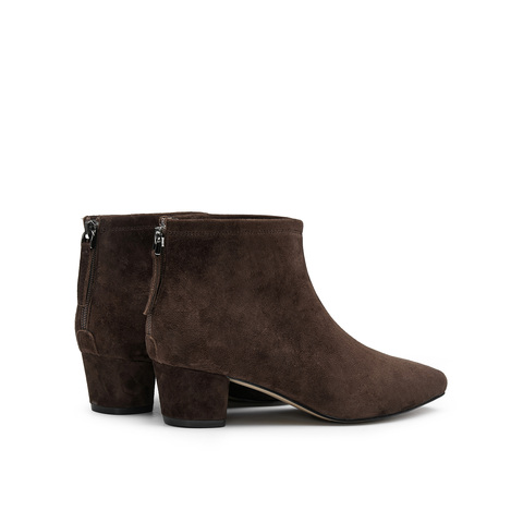 真美诗2025冬季新款复古羊绒秀气方头粗跟时装靴女69750DD5（绒里）