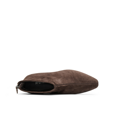 真美诗2025冬季新款复古羊绒秀气方头粗跟时装靴女69750DD5（绒里）