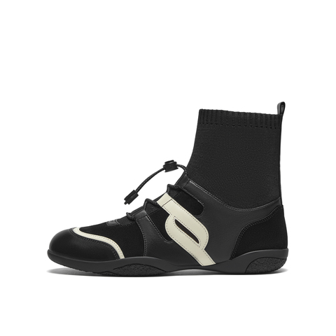 真美诗2025年冬季新款简约黑白撞色舒适运动靴YEC26DZ5