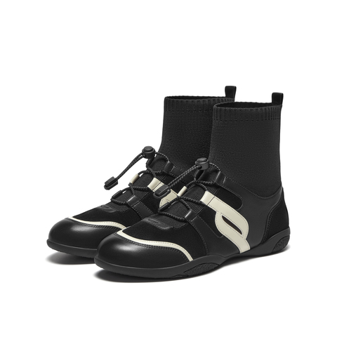 真美诗2025年冬季新款简约黑白撞色舒适运动靴YEC26DZ5