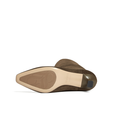 真美诗2025年冬季新款宽松直筒牛剖层革弹力瘦瘦靴3318PDC5