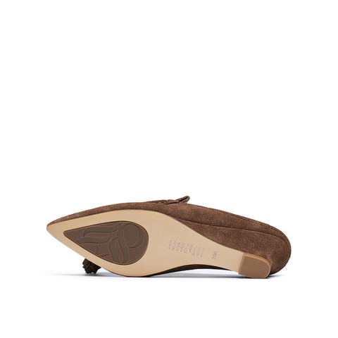 真美诗2025年秋季新款优雅慵懒舒适坡跟牛皮包头拖Y1L01CH5