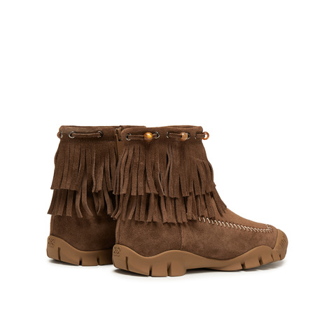 真美诗2025年冬季新款复古韵味运动底牛剖层革西部靴06715DD5