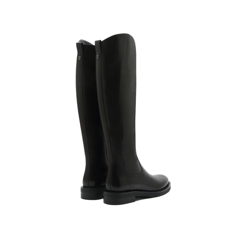 真美诗2025冬季英伦品质胎牛皮显瘦斜切长筒骑士靴长靴女81168DC5