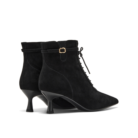 真美诗2025年秋季新款飒爽绑带软糯细腻羊皮时装靴YVA50DD5