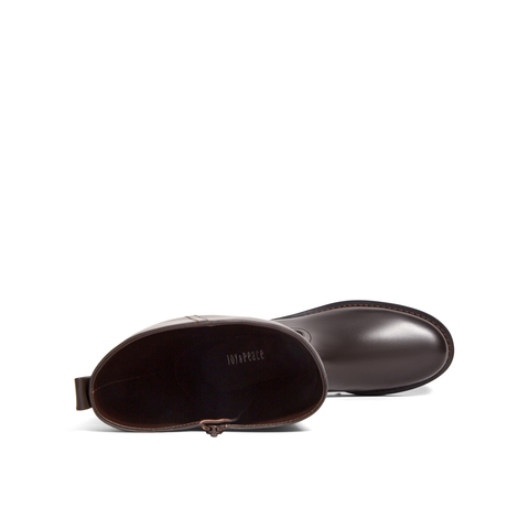 真美诗2025冬季英伦品质胎牛皮显瘦斜切长筒骑士靴长靴女81168DC5