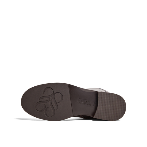 真美诗2025冬季英伦品质胎牛皮显瘦斜切长筒骑士靴长靴女81168DC5