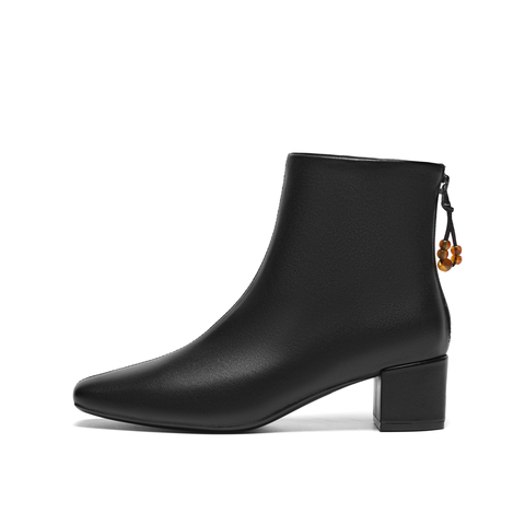 真美诗2025年冬季新款舒适软糯简约纯色羊皮革时装靴871L1DD5