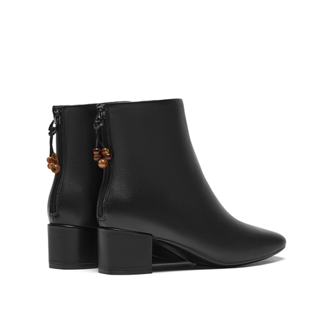 真美诗2025年冬季新款舒适软糯简约纯色羊皮革时装靴871L1DD5