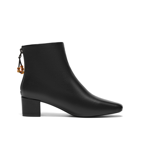 真美诗2025年冬季新款舒适软糯简约纯色羊皮革时装靴871L1DD5